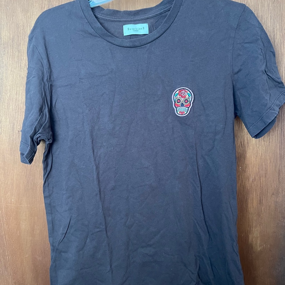 Suspicious Antwerp Brown Tee with Colorful Skull Patch